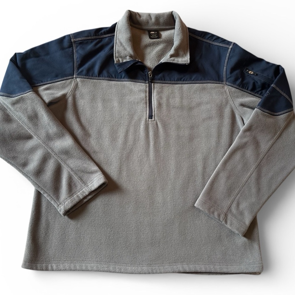 Vintage Starter Quarter Zip Fleece Pullover Gray Blue Y2K Outdoor L